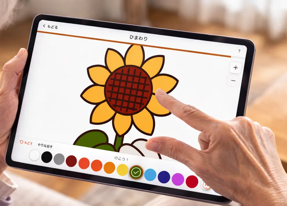 ピンチで拡大して塗っている様子