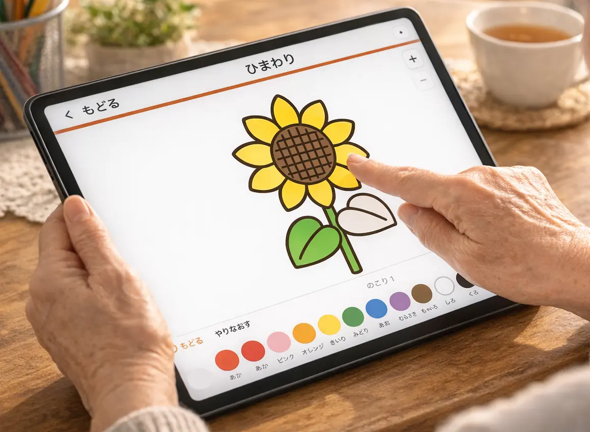 タップで色が塗れる操作画面